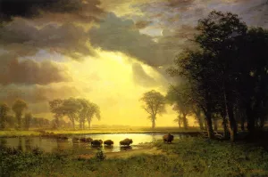 The Buffalo Trail by Albert Bierstadt Oil Painting