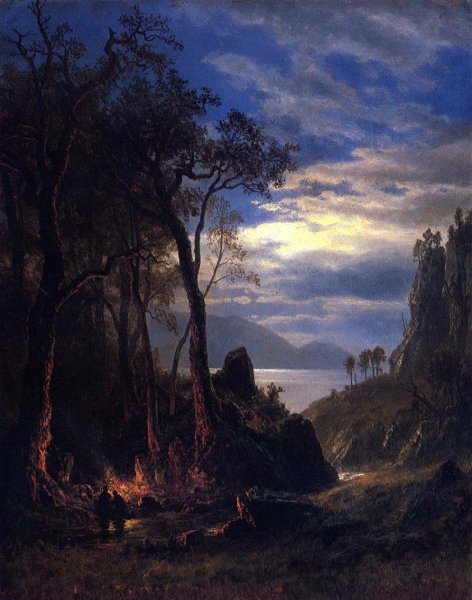 Main Product Photo of The Campfire Painting by Albert Bierstadt