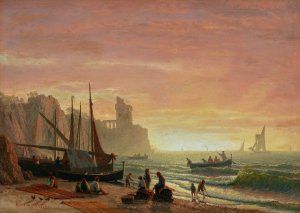 The Fishing Fleet by Albert Bierstadt Oil Painting