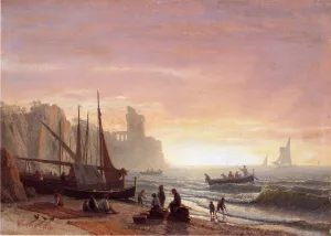 The Fishing Fleet by Albert Bierstadt - Oil Painting Reproduction