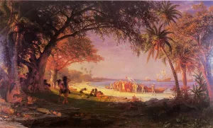 The Landing of Columbus by Albert Bierstadt Oil Painting