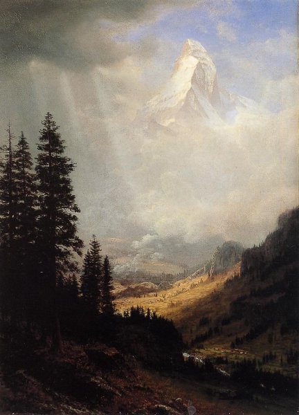 Main Product Photo of The Matterhorn also known as Valley of Zermatt, Switzerland Painting by Albert Bierstadt