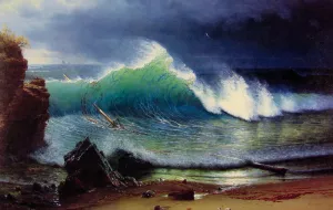 The Shore of the Turquoise Sea by Albert Bierstadt Oil Painting