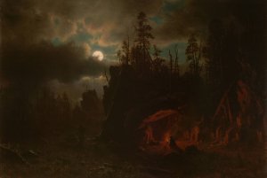The Trappers' Camp by Albert Bierstadt Oil Painting
