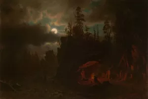 The Trappers' Camp by Albert Bierstadt Oil Painting