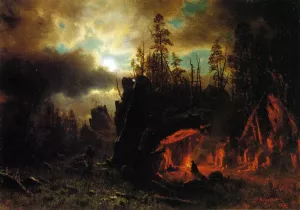 The Trapper's Camp by Albert Bierstadt - Oil Painting Reproduction