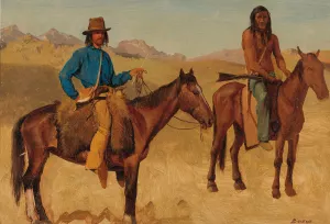 Trapper And Indian Guide On Horseback by Albert Bierstadt Oil Painting