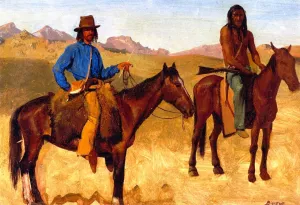 Trapper and Indian Guide on Horseback by Albert Bierstadt Oil Painting