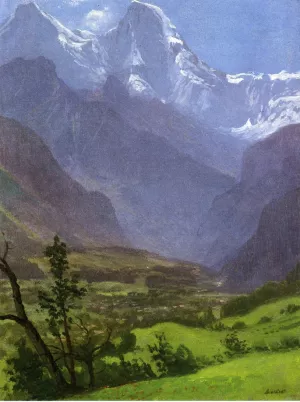 Twin Peaks, Rockies by Albert Bierstadt Oil Painting