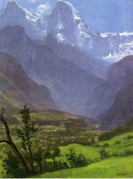 Main Product Photo of Twin Peaks, Rockies Painting by Albert Bierstadt