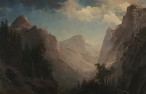 View in the Yosemite Valley by Albert Bierstadt Oil Painting