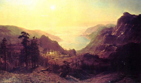 Main Product Photo of View of Donner Lake, California 2 Painting by Albert Bierstadt