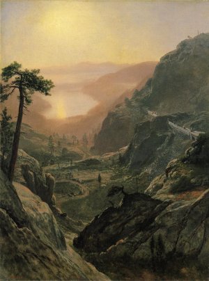 View of Donner Lake, California by Albert Bierstadt Oil Painting
