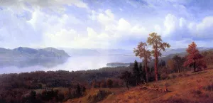 View of the Hudson Looking Across the Tappan Zee Towards Hook Mountain by Albert Bierstadt Oil Painting