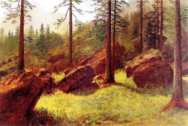 Main Product Photo of Wooded Landscape Painting by Albert Bierstadt