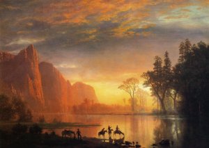 Yosemite Valley Sunset by Albert Bierstadt Oil Painting