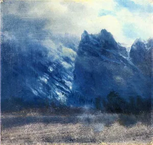 Yosemite Valley - Twin Peaks by Albert Bierstadt Oil Painting