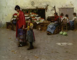 Day at the Market by Albert Chevallier Tayler - Oil Painting Reproduction