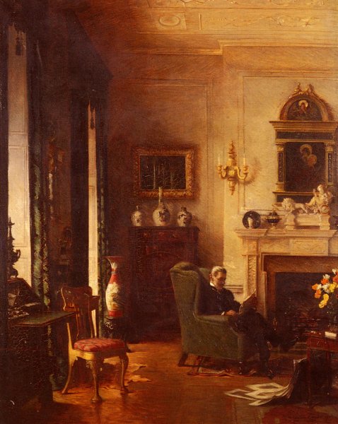 Main Product Photo of The Grey Drawing-Room Painting by Albert Chevallier Tayler