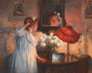 The Mirror by Albert Chevallier Tayler Oil Painting
