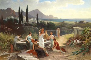 Women at the Well by Albert Dressler Oil Painting