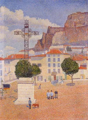 Le Puy: The Sunny Plaza by Albert Dubois-Pillet - Oil Painting Reproduction