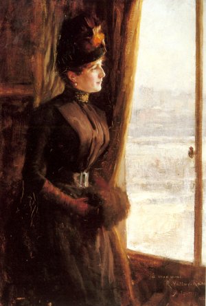 A Portrait of Madame Vallery-Radot Oil painting by Albert Edelfelt