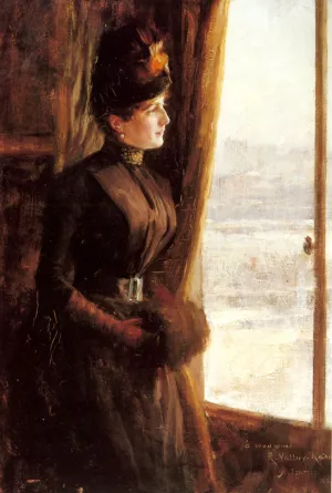 A Portrait of Madame Vallery-Radot by Albert Edelfelt Oil Painting