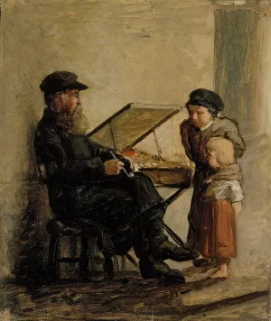 A Russian Salesman of Sweet Cakes at the Helsinki South Harbour Market, sketch by Albert Edelfelt Oil Painting