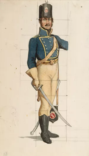 A soldier in a Finnish wartime uniform by Albert Edelfelt Oil Painting