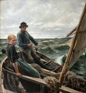 At Sea by Albert Edelfelt Oil Painting