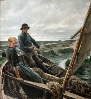 At Sea by Albert Edelfelt Oil Painting