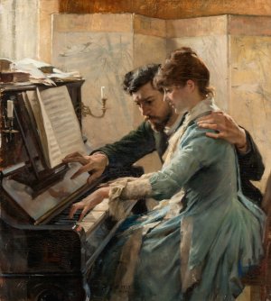 At the Piano Oil painting by Albert Edelfelt