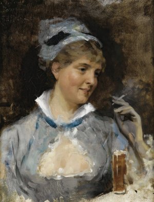 Au Bar by Albert Edelfelt Oil Painting
