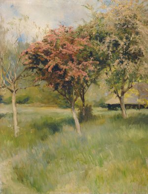 Blommande hagtorn Oil painting by Albert Edelfelt