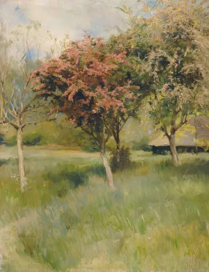 Blommande hagtorn Oil painting by Albert Edelfelt