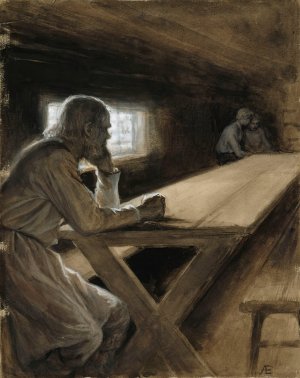 Cabin Interior From The Poem The Cloud's Brother by Albert Edelfelt Oil Painting