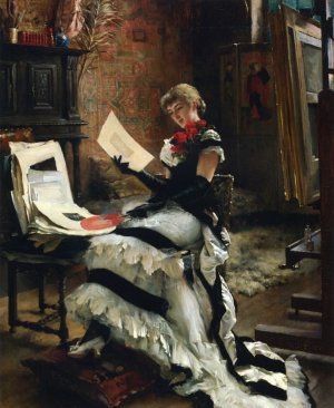 Chez l'Artiste (also known as Les Gravures) Oil painting by Albert Edelfelt