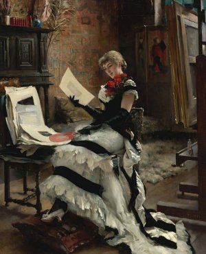 Chez L'artiste by Albert Edelfelt Oil Painting