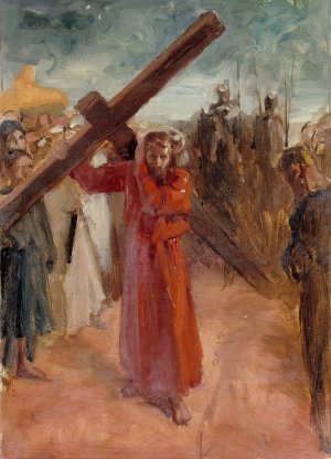 Christ Bears The Cross by Albert Edelfelt Oil Painting