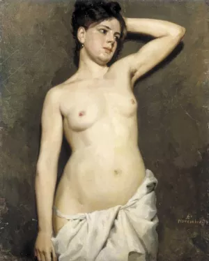 Female Model, Academic Study by Albert Edelfelt Oil Painting