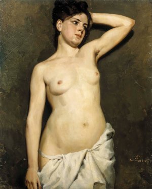 Female Nude, Study by Albert Edelfelt Oil Painting