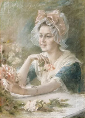 Flower Girl by Albert Edelfelt Oil Painting