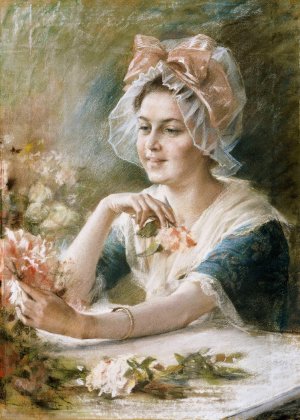 Flower Girl by Albert Edelfelt Oil Painting