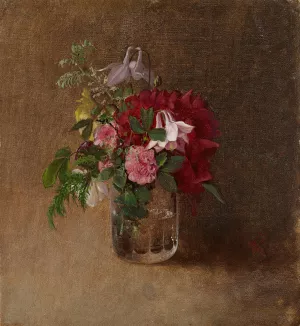 Flowers in a Glass by Albert Edelfelt Oil Painting