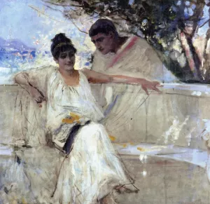 Horace and Lydia study by Albert Edelfelt - Oil Painting Reproduction