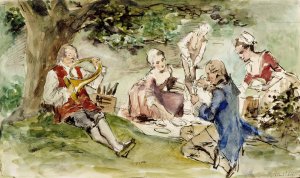 Huvila lahteen vierella, harjoitelma by Albert Edelfelt Oil Painting