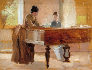 In The Drawing Room At Haikko, Study For An Old Tune Oil painting by Albert Edelfelt