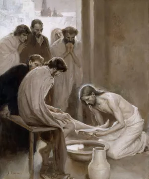 Jesus Washing the Feet of his Disciples by Albert Edelfelt Oil Painting