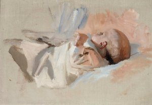 Makaava lapsi, luonnos maalaukseen Jouluaamu by Albert Edelfelt Oil Painting